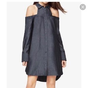 BCBG maxazria cold shoulder light weight chambray denim dress